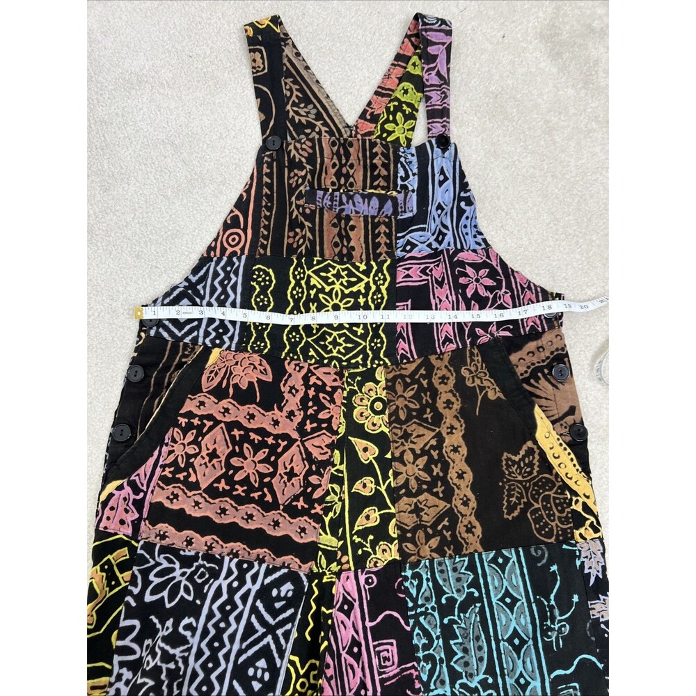 Vintage Sacred Threads Patchwork Overalls Dungarees Boho Hippie Artisan M/L Read - Picture 11 of 15